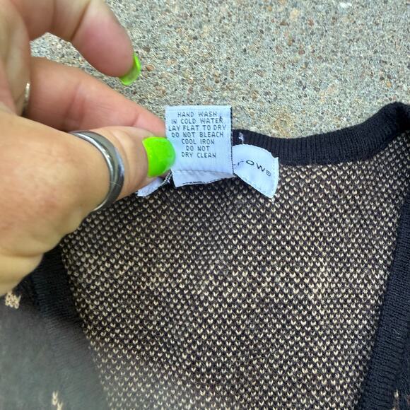 Y2K Croft & Barrow Houndstooth Dark Moody Black Gold Plaid Sweater Vest MEDIUM - Picture 4 of 7